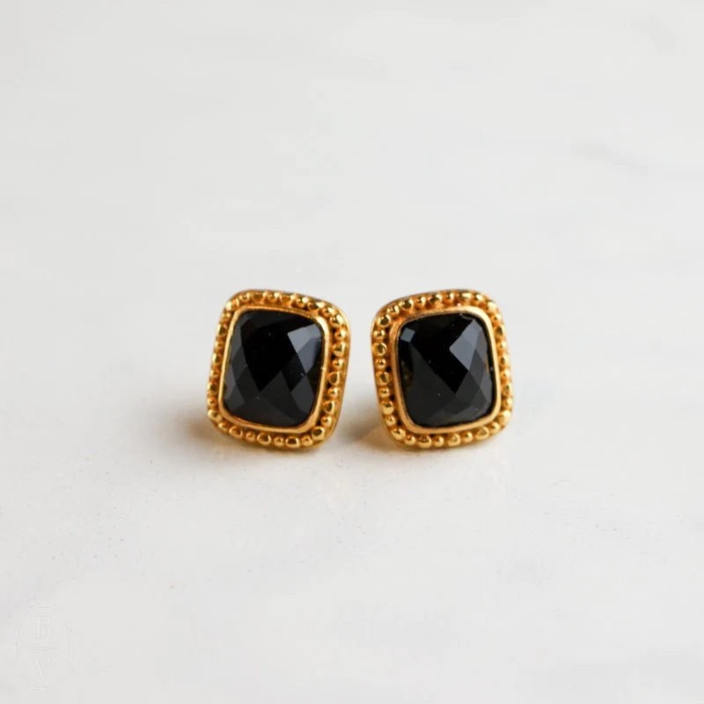 Julie Vos Black and Gold Square Earrings